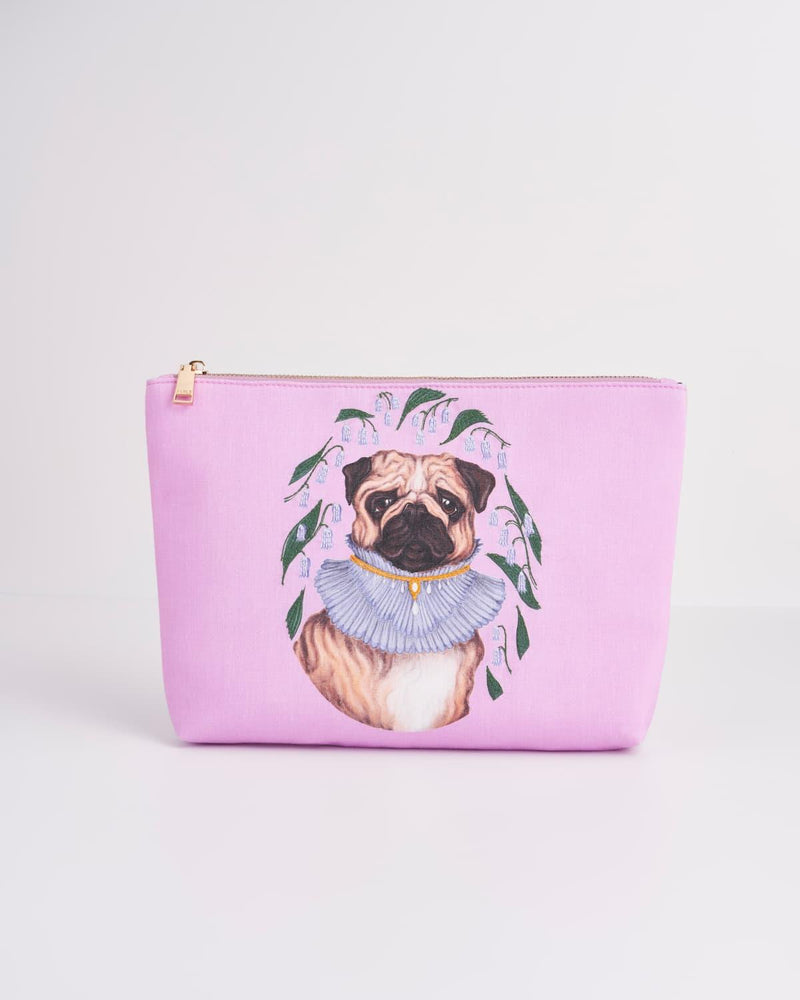 Catherine Rowe Pet Portraits Pug Cotton Pouch - Pink