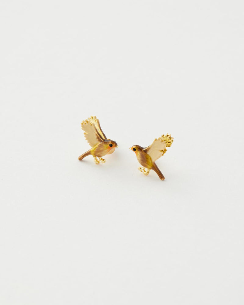 Enamel Flying Robin earrings