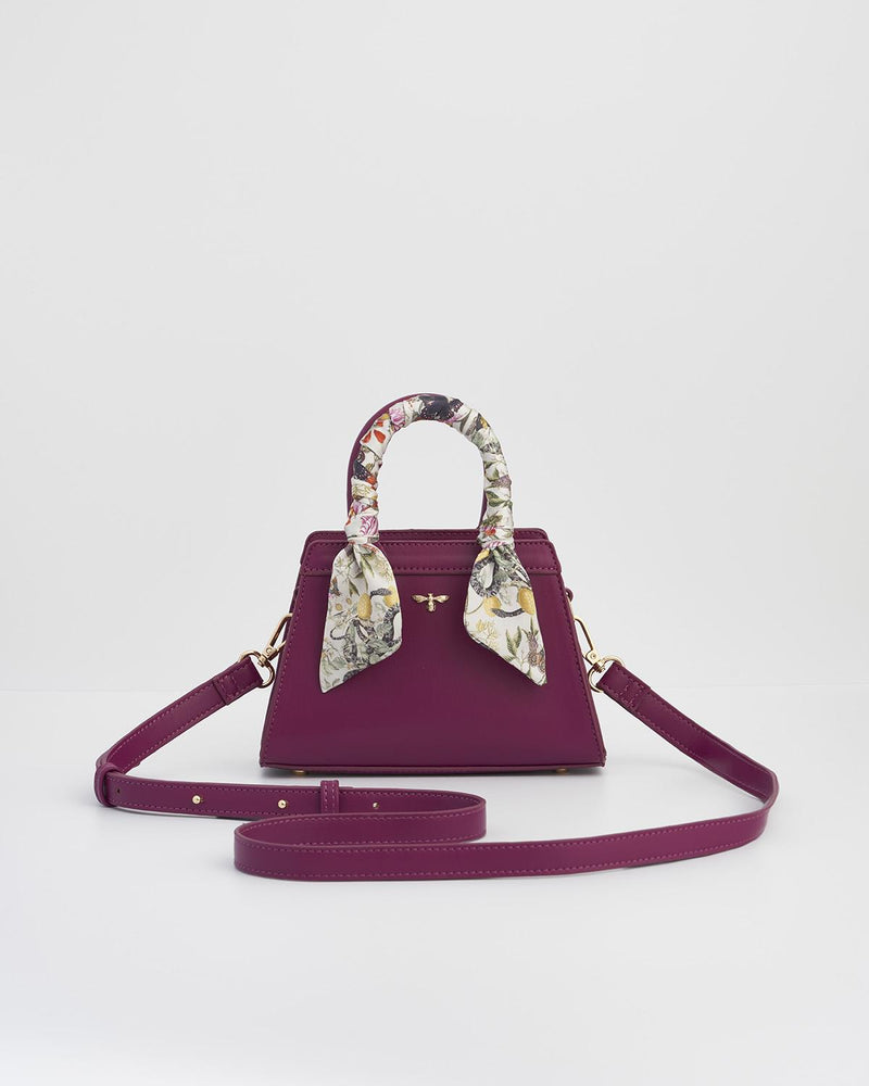 Floral Engravings Mini Plum Tote