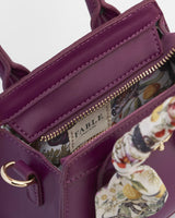 Floral Engravings Mini Plum Tote