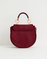 Fox & Mushroom Velvet Embroidered Saddle Bag - Redcurrant