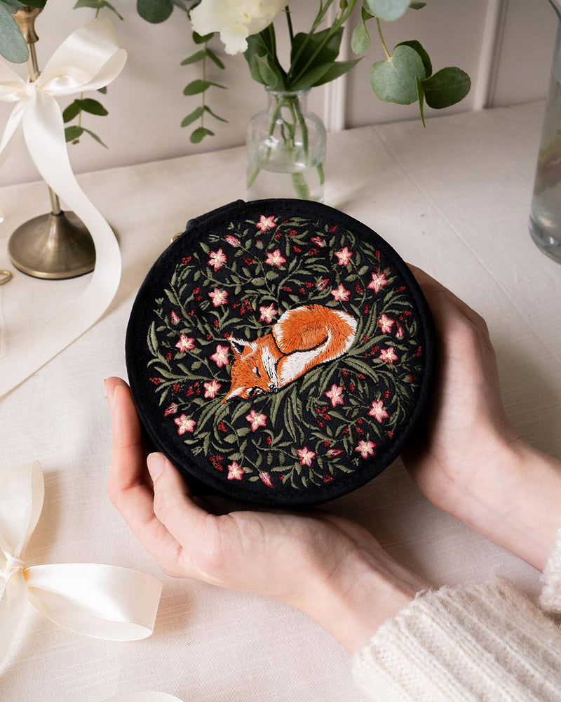 Sleepy Fox Round Jewellery Box