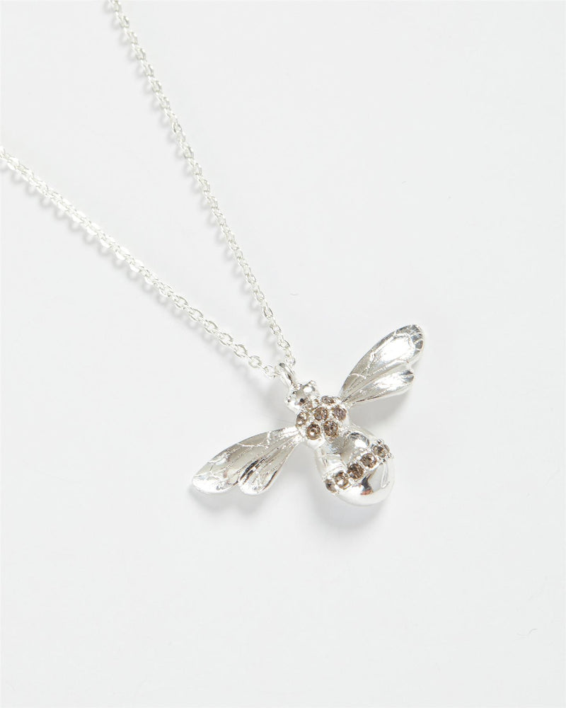 Silver Long Bee Necklace