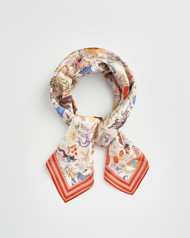 Catherine Rowe Pet Portraits Square Scarf - Mushroom Cream