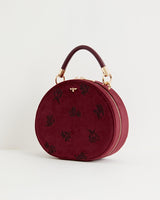 Flora Embroidered Top Handle Bag Redcurrant Velvet