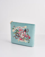 Midsummer Dream Love Potion Embroidered Teal Velvet Pouch