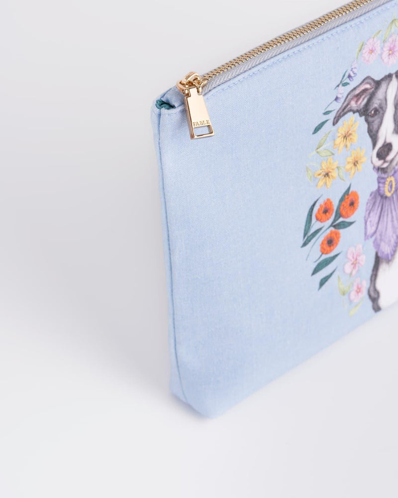 Catherine Rowe Pet Portraits Whippet Cotton Pouch - Blue