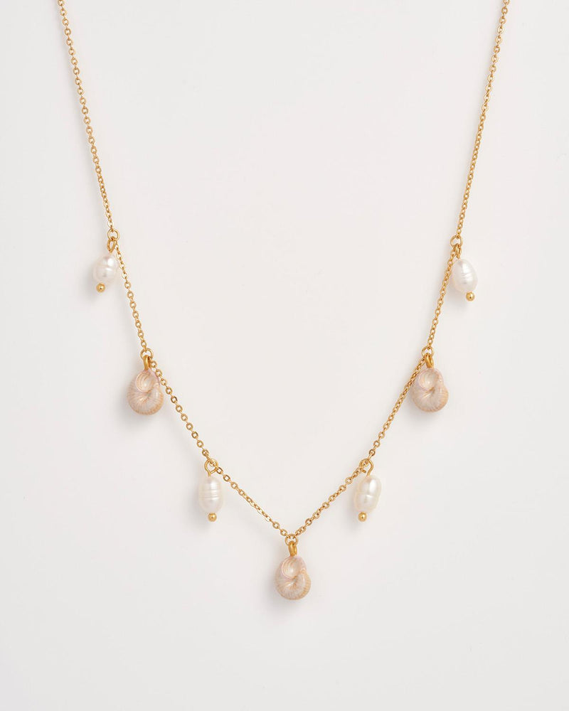 Sea Snail Charm & Pearl Necklace