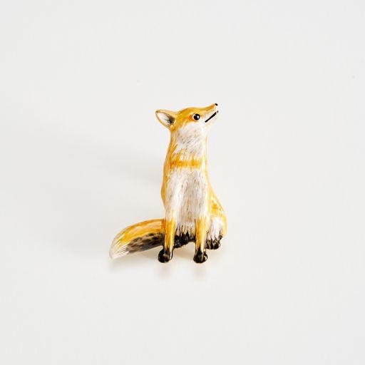 FABLE Enamel Fox Brooch - Hanging Box