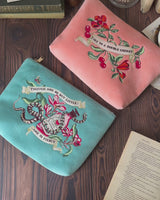 Midsummer Dream Love Potion Embroidered Teal Velvet Pouch