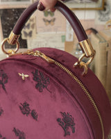 Flora Embroidered Top Handle Bag Redcurrant Velvet