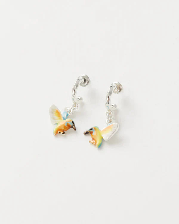 Enamel Kingfisher Hoop Earrings